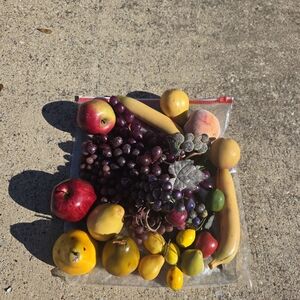 Assorted Artificial Fruit Bowl - Mixed Colors (Yellow, Red, Purple, Green)